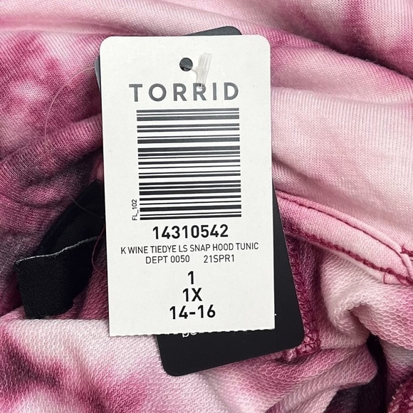 Torrid NWT | Light Weight French Terry Button Side Tunic Hoodie Size  1 - Picture 8 of 8